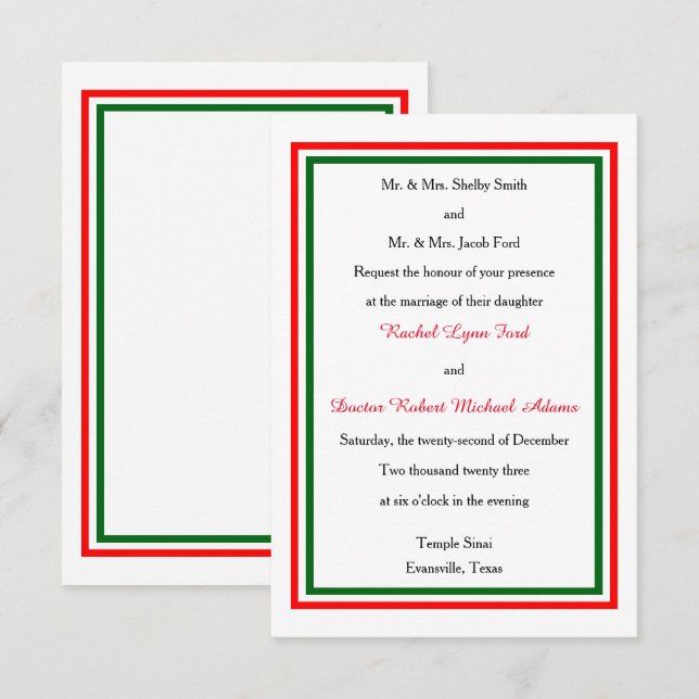 Recorte de Navidades dobles - Invitación de matrim (Anverso / Reverso)