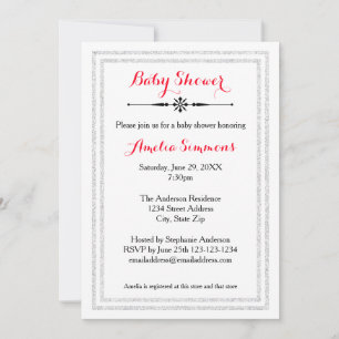 Recorte de purpurina blanca - Invitación para baby