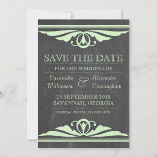 Recorte de verde Deco Guardar la invitación de fec
