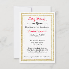 Recorte doble de oro - Invitación Baby Shower 3x5