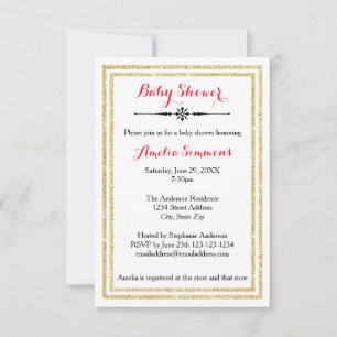 Recorte doble de oro - Invitación Baby Shower 3x5