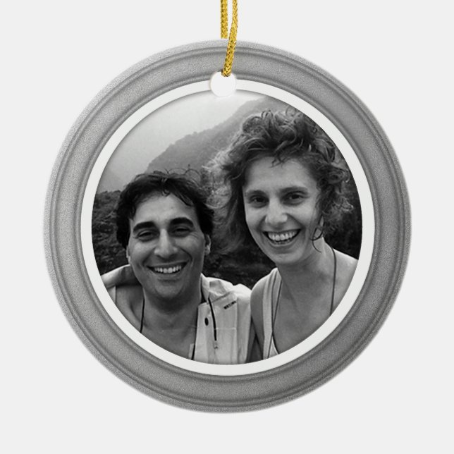 Recorte plateado con ornamento fotográfico de bise (Frente)