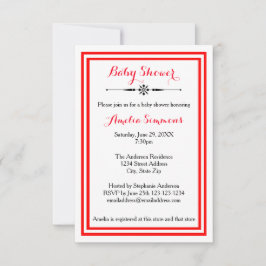 Recorte rojo doble - Invitación Baby Shower 3x5