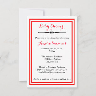 Recorte rojo doble - Invitación Baby Shower 3x5