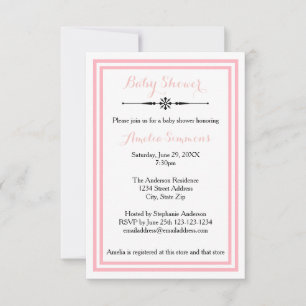 Recorte rosa doble - Invitación Baby Shower 3x5