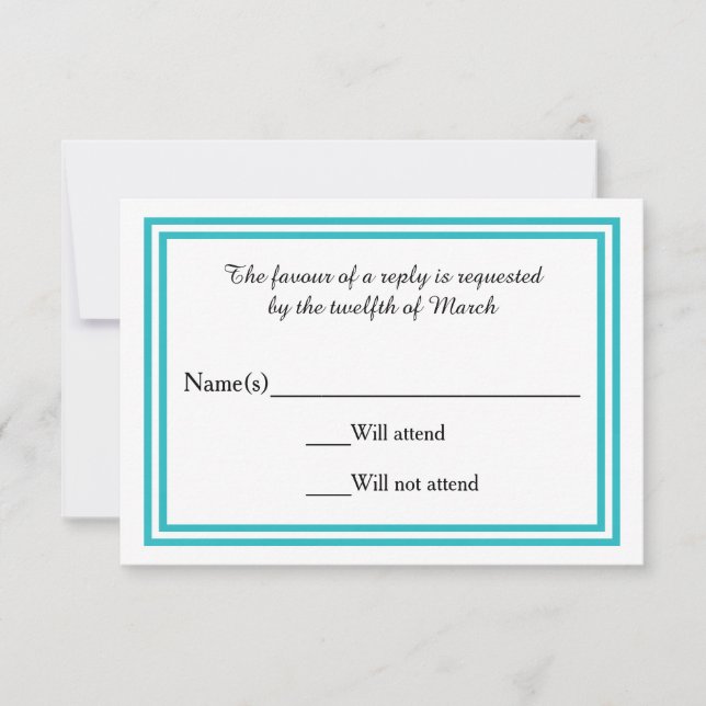 Recorte Verde azulado doble - Tarjeta RSVP (Anverso)