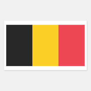 Rectangle pegatina con bandera de Bélgica