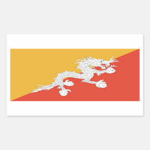 Rectangle pegatina con bandera de Bután