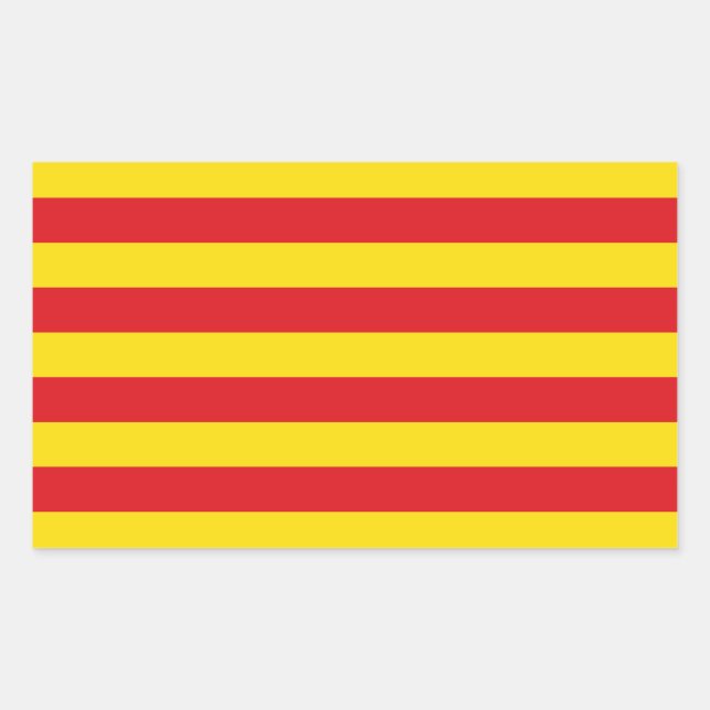Rectangle pegatina con bandera de Cataluña, España (Anverso)