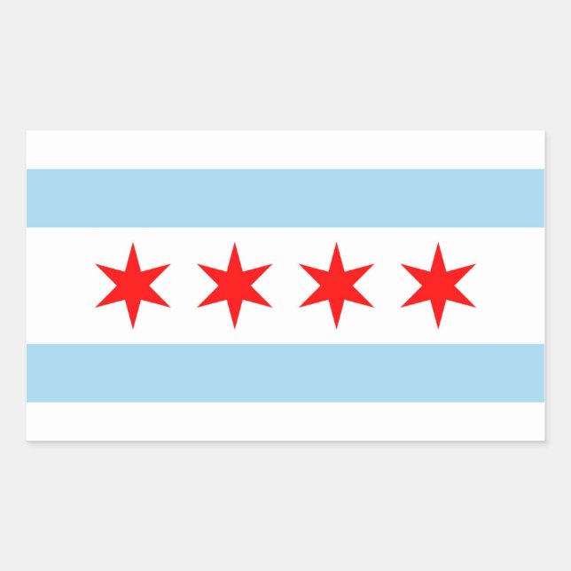 Rectangle pegatina con Bandera de Chicago, EE.UU. (Anverso)