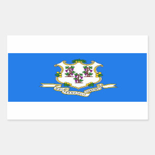 Rectangle pegatina con Bandera de Connecticut, EE.