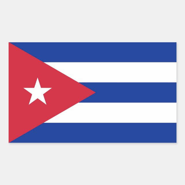 Rectangle pegatina con bandera de Cuba (Anverso)