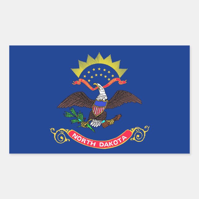 Rectangle pegatina con bandera de Dakota del Norte (Anverso)