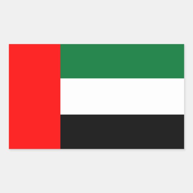 Rectangle pegatina con bandera de Emiratos Árabes  (Anverso)