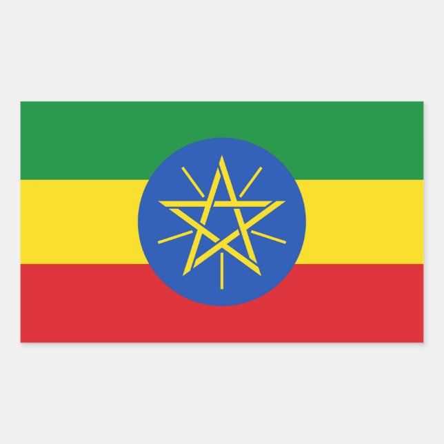 Rectangle pegatina con bandera de Etiopía (Anverso)