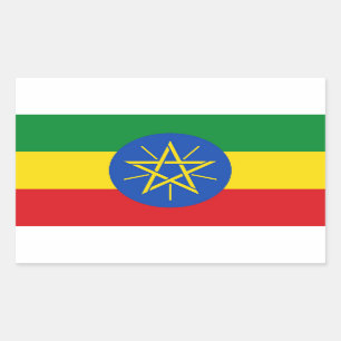 Rectangle pegatina con bandera de Etiopía