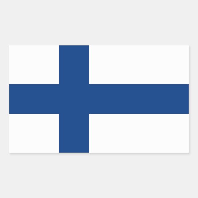 Rectangle pegatina con bandera de Finlandia (Anverso)
