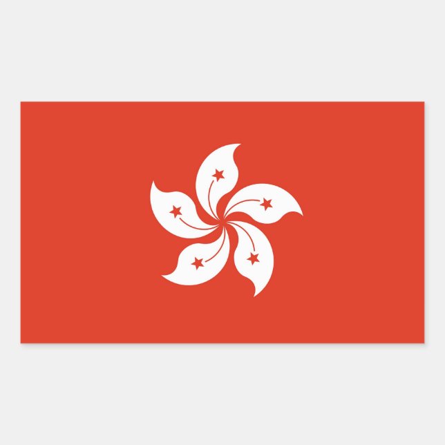 Rectangle pegatina con bandera de Hong Kong, China (Anverso)