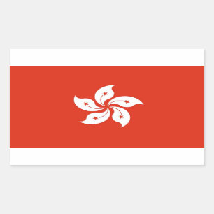Rectangle pegatina con bandera de Hong Kong, China