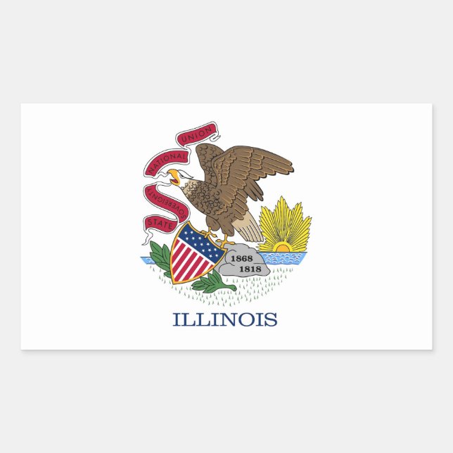 Rectangle pegatina con Bandera de Illinois, EE.UU. (Anverso)