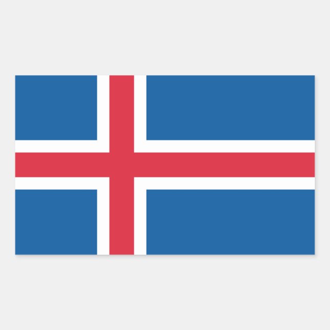 Rectangle pegatina con bandera de Islandia (Anverso)
