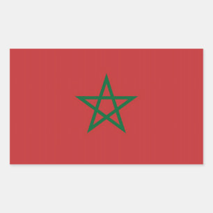 Rectangle pegatina con bandera de Marruecos