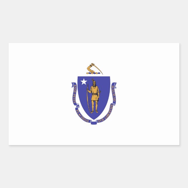 Rectangle pegatina con bandera de Massachusetts (Anverso)