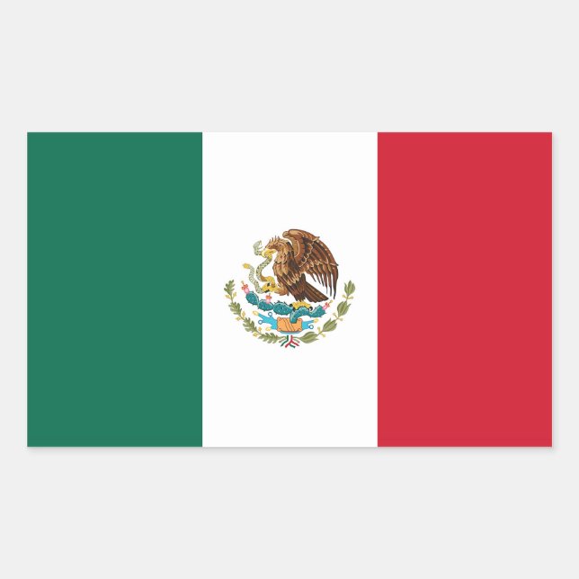 Rectangle pegatina con bandera de México (Anverso)