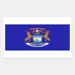 Rectangle pegatina con Bandera de Michigan, EE.UU.