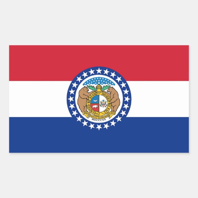 Rectangle pegatina con bandera de Misuri, EE.UU. (Anverso)