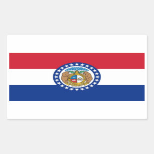 Rectangle pegatina con bandera de Misuri, EE.UU.