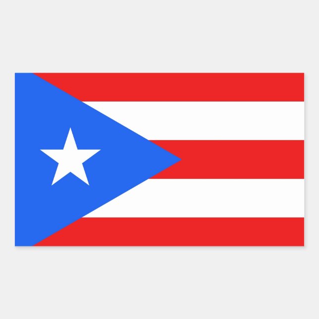 Rectangle pegatina con bandera de Puerto Rico, EE. (Anverso)