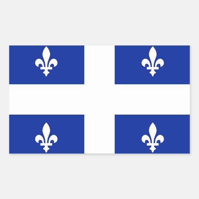 Rectangle pegatina con bandera de Quebec, Canadá (Anverso)