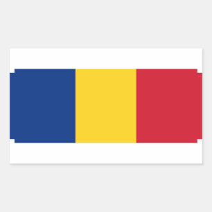 Rectangle pegatina con bandera de Rumania