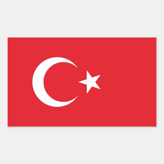 Rectangle pegatina con bandera de Turquía (Anverso)