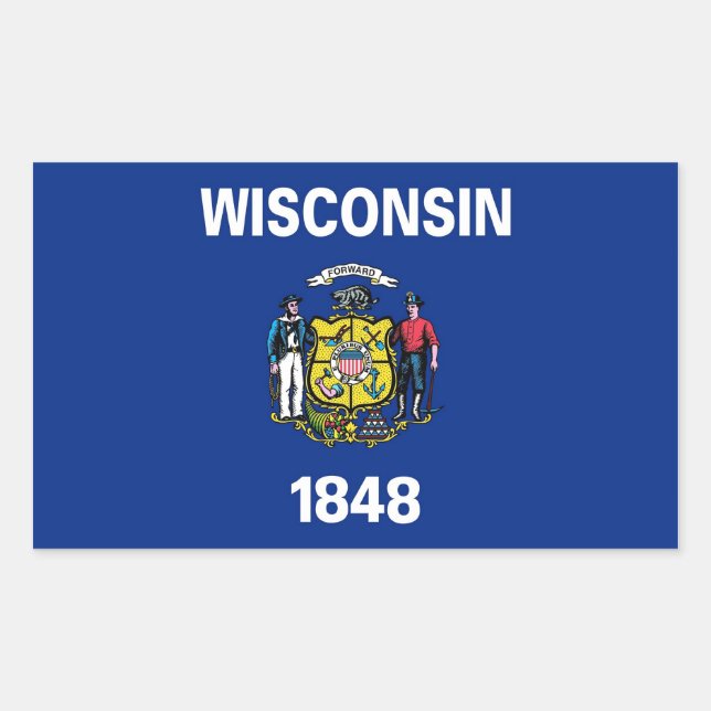 Rectangle pegatina con bandera de Wisconsin (Anverso)