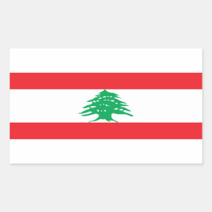 Rectangle pegatina con bandera del Líbano