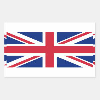 Rectangle pegatina con bandera del Reino Unido
