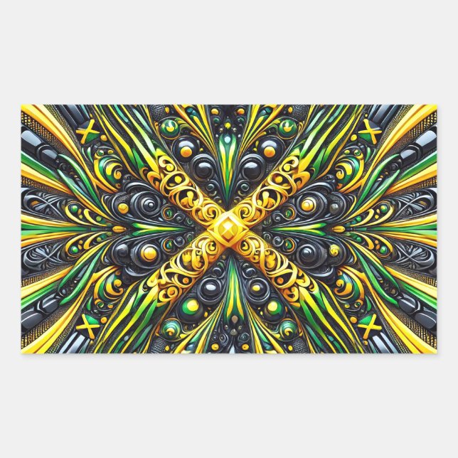 Rectangle pegatina con colores jamaiquinos (Anverso)