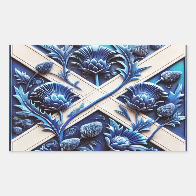 Rectangle pegatina con fragmentos escoceses (Anverso)