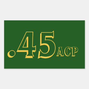 Rectangular .45 Pegatina De Ammo Acp