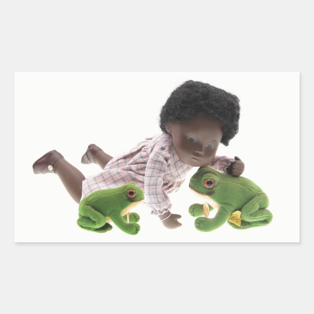 Rectangular 519 Sasha Cara Black bebé pegatina (Anverso)