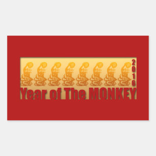 Rectangular 8 monos para Pegatina chino de Año Nuevo 2016