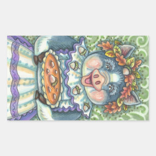 Rectangular ACORN PIE, PIG COOK THANKSGIVING PEGATINA SHEET Re