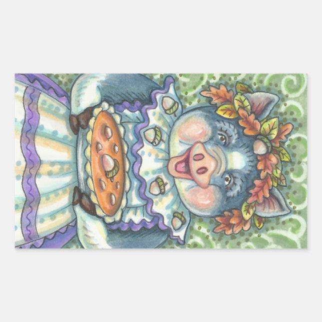 Rectangular ACORN PIE, PIG COOK THANKSGIVING PEGATINA SHEET Re (Anverso)