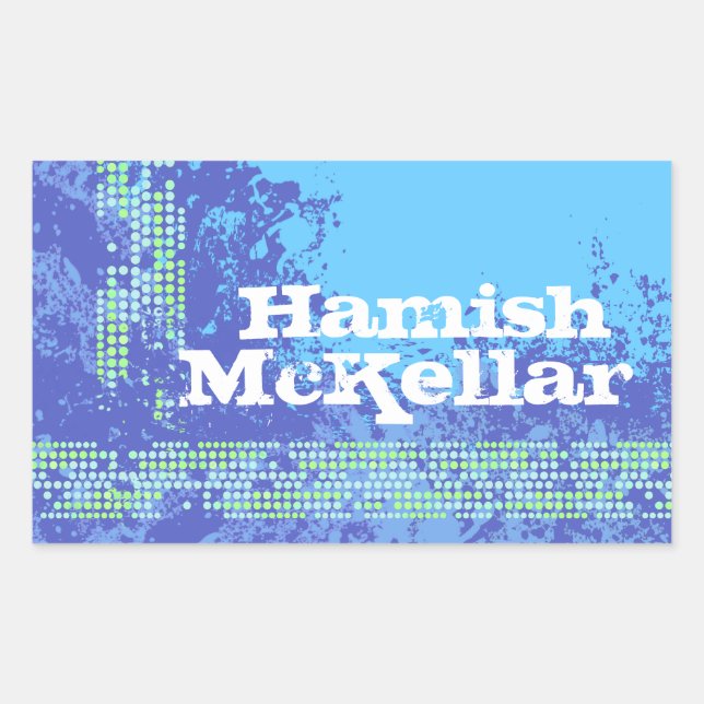 Rectangular Adolescentes varones deportivos nombre pegatina de (Anverso)