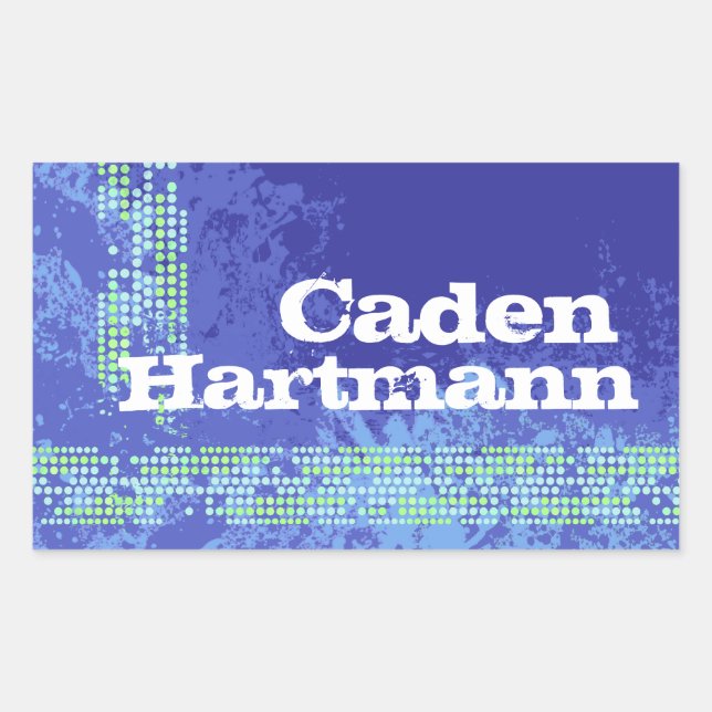 Rectangular Adolescentes varones deportivos nombre pegatina de (Anverso)