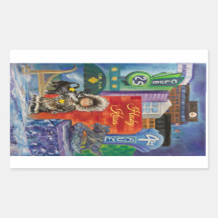 Rectangular Alaskan Husky Kisses pegatina