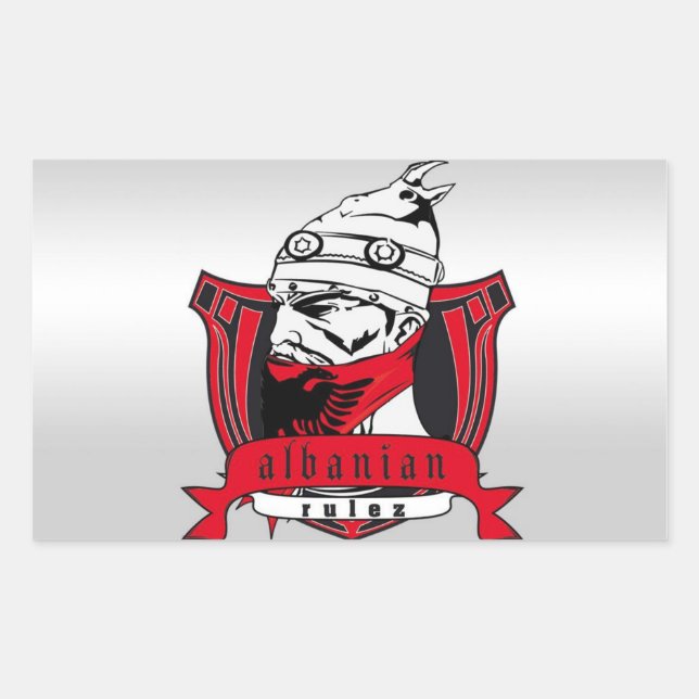 Rectangular Albanian Rulez pegatina (Anverso)