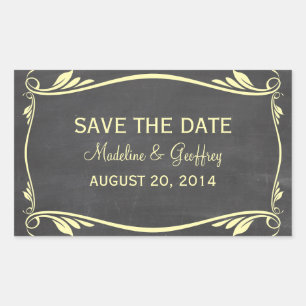 Rectangular Amarillo Flourish Chalkboard Salven a los Pegatina